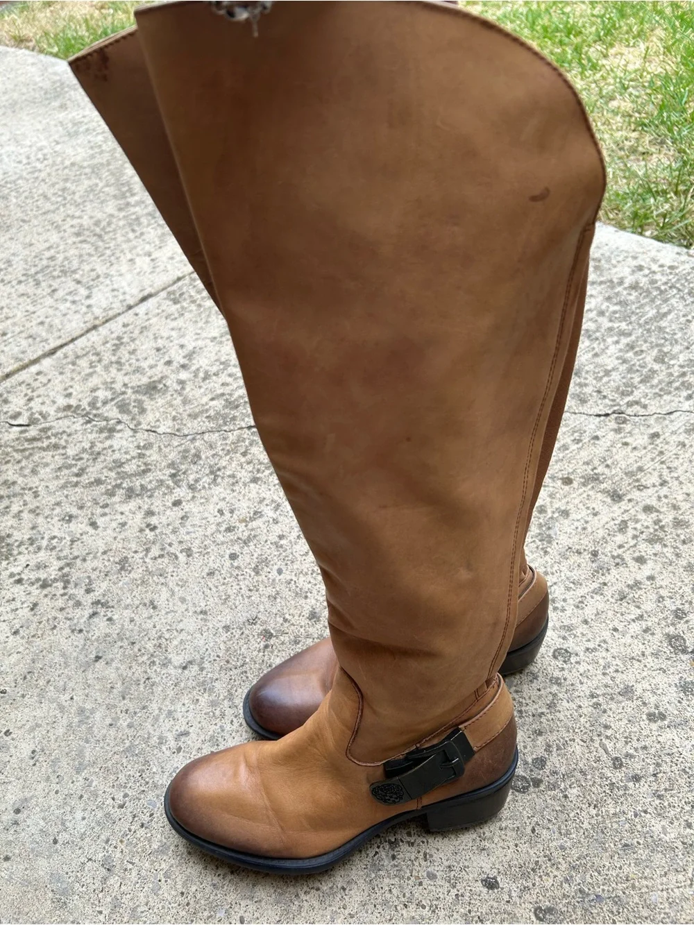 Vince Camuto Tall Over-the-Knee Leather Boots - Cognac Brown
